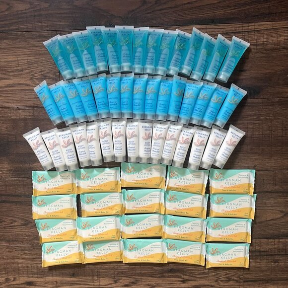Lot of 64 Bergman‎ Kelly Travel Size Bar Soap, Shampoo, Conditioner, Lotion NIP - Picture 1 of 5
